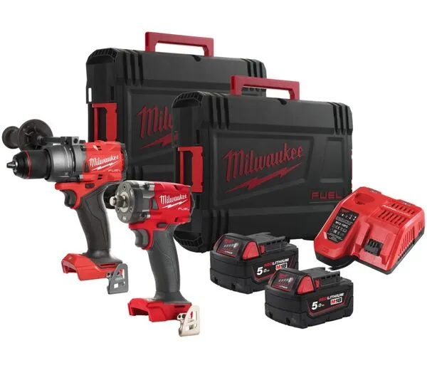 M18 BLPP2A3-502X Power Pack Iskuporak./Ruuviv./2x 5Ah akku,/Laturi,/HD bo